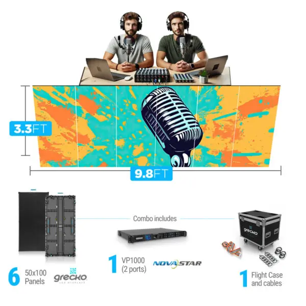 Led Video Wall NovaStar P2.5mm 9.8' X 3.3' Indoor Turn-Key LED System 6 Panels double