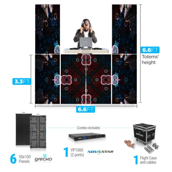 Led Video Wall NovaStar P3.91mm Totems 6.6' + 6.6' x 3.3' Outdoor Turn-Key LED System 6 Panels double